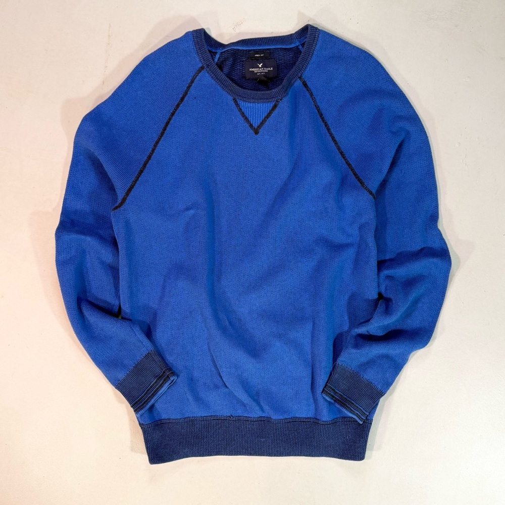American Eagle Men’s Blue Crewneck Sweater – Size Medium – 100% Cotton